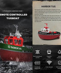 RC Tugboat For Adults 1 To 72 Scale Electric Remote Control Boat With 2.4 GHz Controller, realistic detail on water