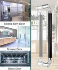 Hotel Hall Glass Door Handle Set With Modern Round Push Pull Design And Easy Install Fittings For Wood Or Glass Doors Black Finish 120Cm Durable 304 Stainless Steel Construction