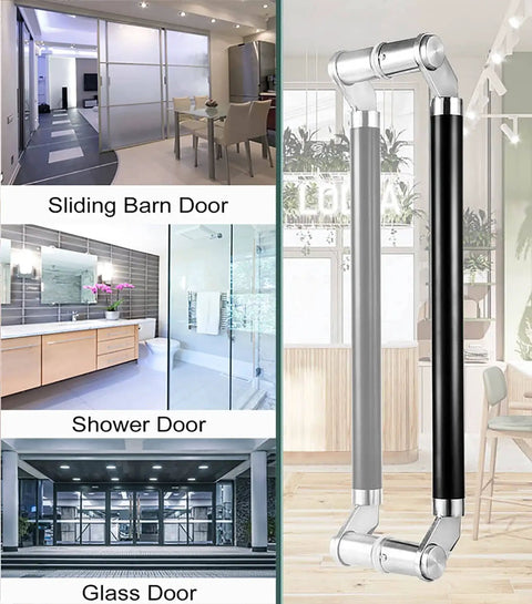 Hotel Hall Glass Door Handle Set With Modern Round Push Pull Design And Easy Install Fittings For Wood Or Glass Doors Black Finish 120Cm Durable 304 Stainless Steel Construction