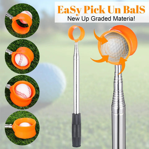 Telescopic Golf Ball Retriever 12Ft Aluminum Alloy Water Ready Ball Grabber With Two Sided Head For Easy Pickups