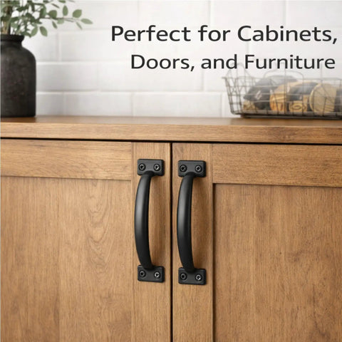 Heavy Duty Six Pack Gate Pull Door Handles Built Tough Five And Three Quarter Inch Black Metal Pulls For Wood Fence Shed Barn Door Cabinet And Screen Doors Includes Hardware Screws on wood cabinet doors