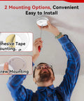 Photoelectric Smoke Detector Set Of Six With Ten Year Sensor And 85 DB Fire Alarm Test Silence Button Low Battery Warning Easy Mount For Home Bedroom Living Room Ultra Low False Alarms, adhesive or screw mounting