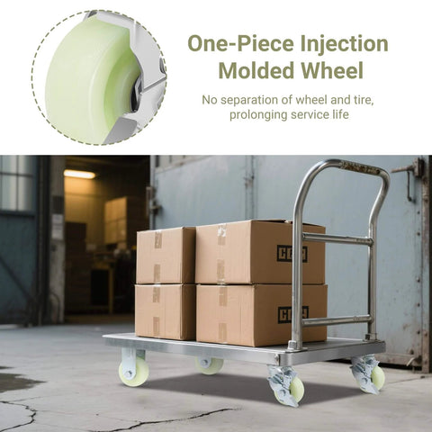 Heavy Duty Caster Wheels 4 Inch - 2500 LBS, PP Plate Castor Set with boxes on hand truck showing smooth operation
