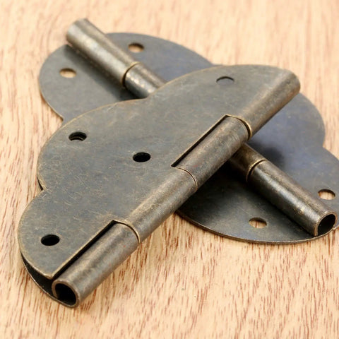 Bronze Decorative Box Hinges 2 Pack For Small Cabinets And Jewelry Boxes 69x54mm Butt Hinge Wooden Furniture Hardware Vintage Style