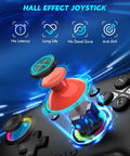 Enhanced Wireless Bluetooth Switch Controller with Hall Effect Joysticks and RGB lighting showcasing anti-drift technology.