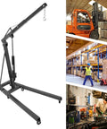 Tough As Nails Folding Engine Hoist With Hydraulic Motor Crane Lift, showing solid steel frame and smooth rollers for heavy lifting.
