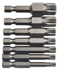 Premium Seven Piece 12 Point Screwdriver Bit Set M5-M10 alloy steel Torx bits with hex shank for automotive repair