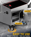 Heavy Duty Commercial Fryer Oil Filter Machine That Goes Hard With No Nonsense Five Layer Filtration For Top Tier Kitchen Cleaning And Smooth Operations showing control panel and universal wheels.