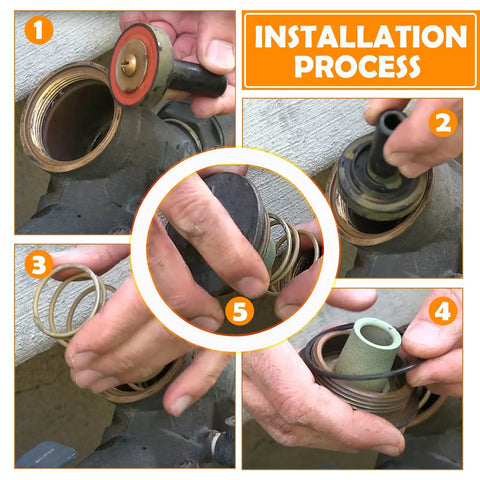 Installation steps for 3/4 To 1 Inch Backflow Repair Kit For 975XL 975XL2 Replacement showing O-rings, retainer positioning.