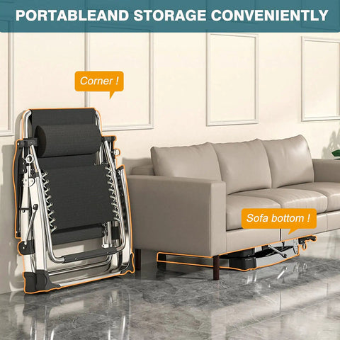Cozy Folding Recliner Chair With Adjustable Back And Removable Cushion For Indoor Outdoor Use 440 Pound Capacity storage