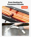 VEVOR Electric PVC Conduit Heater For 1/2 To 4 Inch Pipes With Rapid Even Heating Technology, 2200W heating element and curved PVC pipe.