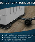 Bonus furniture lifter tool for assisting with moving appliances; designed for light lifting; part of heavy duty appliance dolly set.