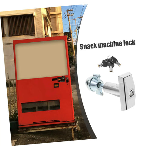 Badass Vending Machine T Handle Lock Kit With Keys High Security Snack Dispenser Access Control Smooth Install Solid Build Quality For Construction Sites And Retail Operations Keep Everything Locked Down Tight Secure. snack machine lock on red vending machine
