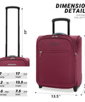 Underseat Carry On Luggage With USB Port 16 Inch Two Wheel Spinner Bag For Airlines Lightweight Cabin Suitcase With Dimensions