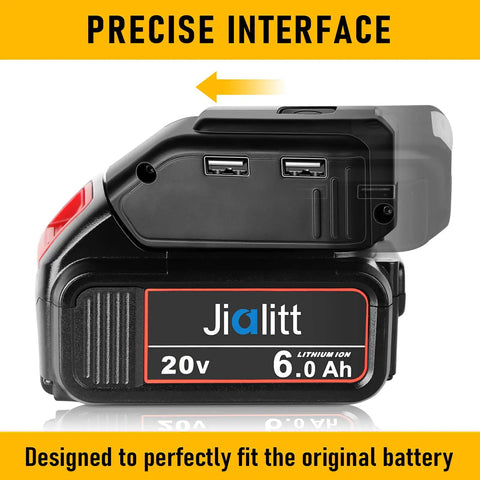 Dewalt 20V USB Battery Adapter Charger With LED Work Light DC Port And Dual USB Ports on lithium-ion battery