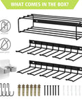 Three Piece Heavy Duty Steel Wire Drill Holder Wall Mount Set Black 100lb Load Capacity with mounting hardware and broom holder
