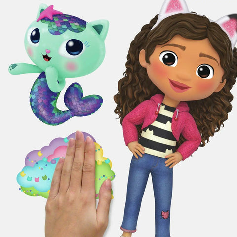 Gabby's Dollhouse Peel And Stick Wall Decals Set With 42 Pieces In Pink Purple Blue, Easy Peel And Stick Application with character.