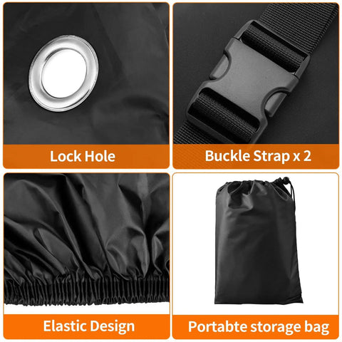Heavy Duty Adult Tricycle Cover Tough As Nails For Three Wheel Bikes All Season Weatherproof Outdoor Storage Waterproof Dustproof Windproof Fits Mountain Road Cruiser And Some E Bikes 75L 30W 44H, lock hole and buckle straps