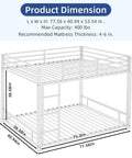 Metal Twin Over Twin Bunk Bed With Noise Reduction Durable Steel Frame Rust Resistant White Finish dimensions diagram