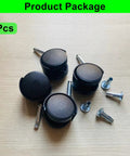 Four Two Inch Plastic Swivel Casters with M8 Neck Stem on Wood Surface