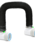 4 Inch Dryer Vent Hose Kit For Tight Spaces 10 Feet Long, 90 Degree Elbow With Rubber Seal Connectors showcased in black material.