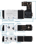 DIY Friendly 5 Way 2 Position Pneumatic Solenoid Valve With DC 24V Actuation, PT One Eighth Inch Thread dimensions diagram