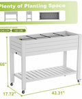 Elevated Raised Garden Bed With Locking Wheels, Large Resin Outdoor Planter Box Stand, Divisible Design With Drain Plug