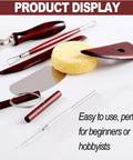 8 Piece Clay Sculpting Tools Set For Polymer Clay Air Dry Clay And Pottery Perfect For Beginners To Pros Sculpey Crafting Modeling And DIY Ceramics With stainless steel tips and wooden handles shown on display.