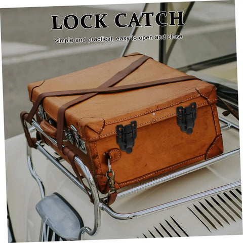 Retro Duckbilled Hasp Latch Set For Tool Boxes And Jewelry Boxes Metal Toggle Lock Hardware Kit on vintage suitcase