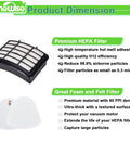 Filter Replacement for Shark Navigator Lift Away Deluxe Pro Vacuum ZU503AMZ HEPA and foam felt filters dimensions