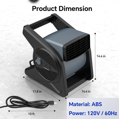 High Velocity 15 Inch Floor Fan With 375 CFM Air Mover Three Speed Portable Industrial Blower Dimensions