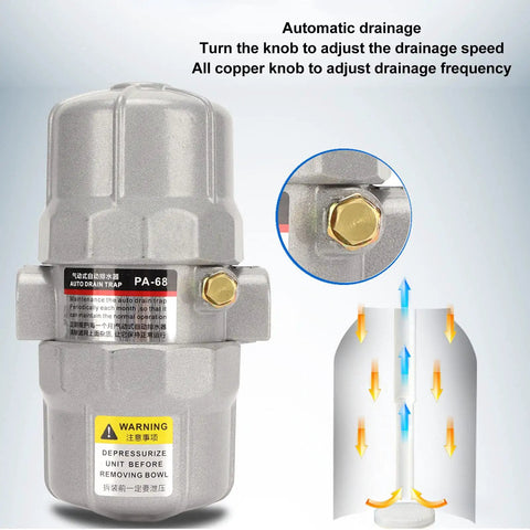 Automatic Drain Valve For Pneumatic Systems With Built Tough Aluminum Alloy Body And Adjustable Drain Frequency detail view