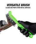 Slim Steel Wire Brush For Brake Calipers With Angled Head For Tight Spots And Rust Removal, Molded Handle Grip Makes Cleaning Brake