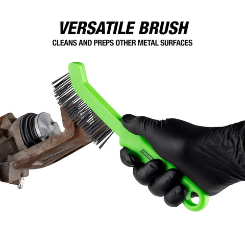 Slim Steel Wire Brush For Brake Calipers With Angled Head For Tight Spots And Rust Removal, Molded Handle Grip Makes Cleaning Brake