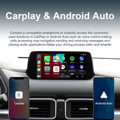Mazda CarPlay Android Auto Plug-and-Play Wired Hub With Type-C PD Fast Charge, screen showing interface in car dashboard
