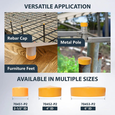 Top Shelf Heavy Duty Dust Collection End Caps That Stretch Easily Over Four Outer Diameter Pipes To Seal Up Woodworking Vacuum Lines Zero Dust Leaks Guaranteed Pvc Covers Keep Powerful Airflow Running Smooth image showing versatile applications including rebar caps, furniture feet, and metal poles.