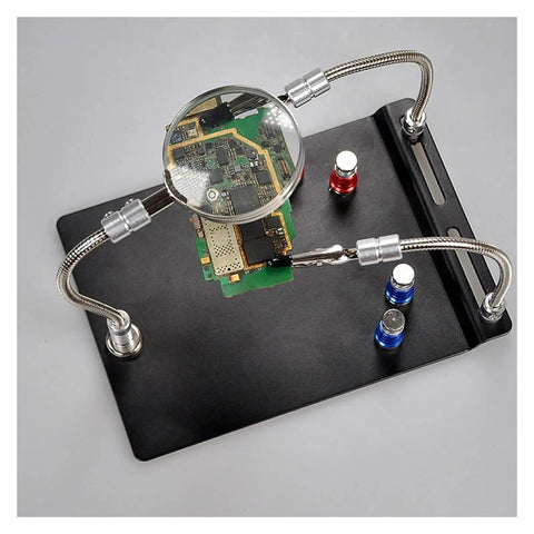 Welding Soldering Magnifier With Flexible Gooseneck Arms And 360 Degree Rotating Alligator Clips, Pro Grade Handy Helping Hands