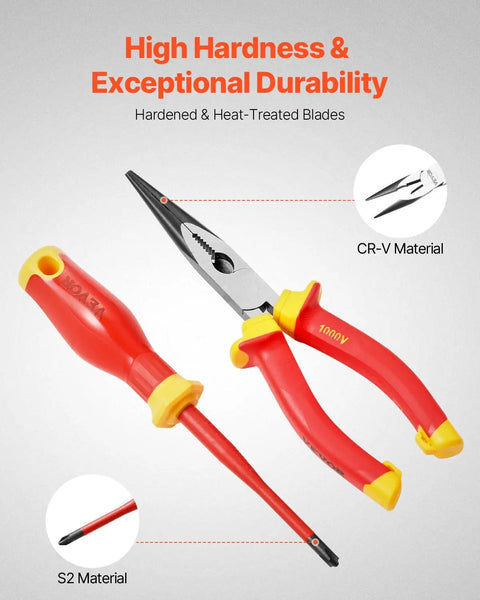 Professional Grade 50 Piece Insulated Screwdriver Set Badass Electrician Tools 1000V VDE Rated with red ergonomic handles.