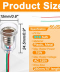 Straight Up Heavy Duty E10 Mini Bulb Socket With 10 Inch Wiring Harness 24Awg Cable close-up view showing size and specifications.