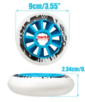 90mm 85A Inline Skate Wheels Set Of 6 For Outdoor Replacement With Blue Core High Rebound PU Speed Fitness Wheels side view