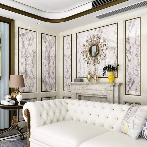 Living room with Grey Marble Peel And Stick Contact Paper For Countertops And Surfaces Durable Waterproof Kitchen And Bathroom Vinyl Wrap Removable Renter Friendly No Residue Easy To Clean on walls.