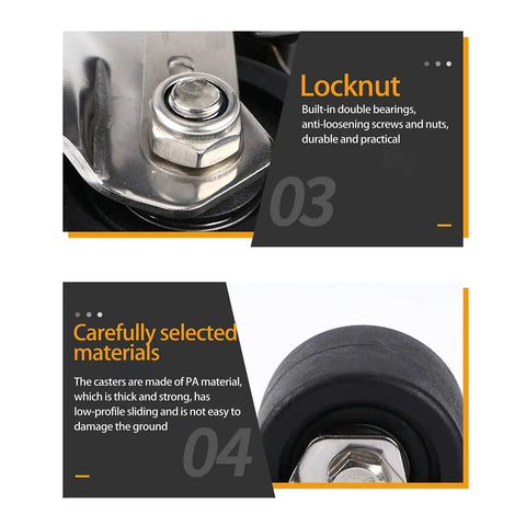 Set Of 4 Heavy Duty Swivel Casters With Locking Brakes 3 Inch Universal Wheels Perfect For Furniture And Metal Shelving Tough As Nails Rolls Smooth Holds Weight Like A Champ Snaps On Fast