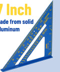 Compact Seven Inch Rafter Square Carpenter Tool For Woodworking And DIY Jobs Featuring Slick Blue Anodized Aluminum Construction