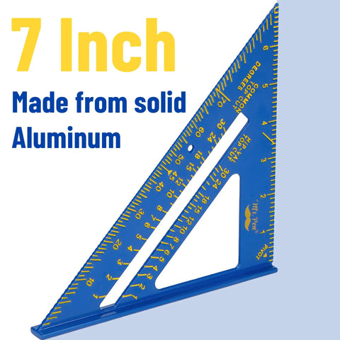 Compact Seven Inch Rafter Square Carpenter Tool For Woodworking And DIY Jobs Featuring Slick Blue Anodized Aluminum Construction