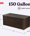 Beefy 150 Gallon Resin Outdoor Deck Box For Patio Storage And Organization Weatherproof Garden Tools Cushions And Pool Floats
