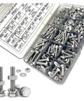 All In One 496 Piece Stainless Steel Hex Head Bolt And Nut Kit for Home Shop and Auto Use, organized compartments with sizes
