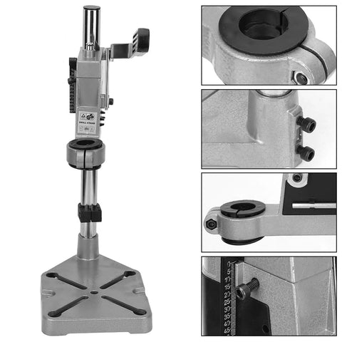 Vertical Drill Stand For Hand Drills Adjustable Drill Press Adapter Rock Solid Aluminum Construction Fits 38 To 43 mm Collar