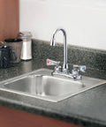 Commercial Bar And Pantry Faucet 2.2 GPM Chrome Finish With M-Dura Cartridge installed on a kitchen sink countertop.