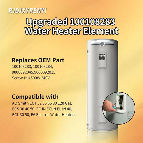 Heavy Duty 4500 Watt 240 Volt Screw In Water Heater Heating Element Hassle Free Swap For Ao Smith Ect Ecs Ecl Eco Systems installation.