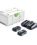 Energy Set For 18V Cordless Tools With Two 4.0Ah Li HighPower Batteries And TCL6 Duo Charger, shown with batteries and charger.